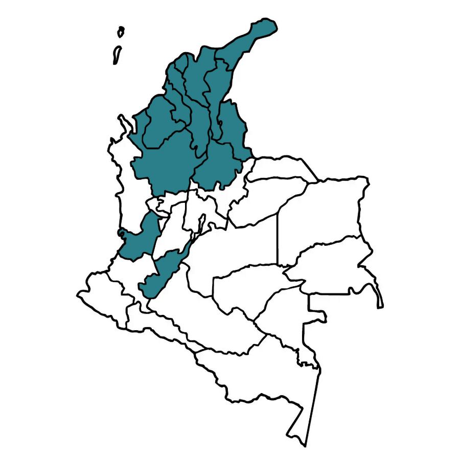 Mapa de cobertura Andes Power en Colombia